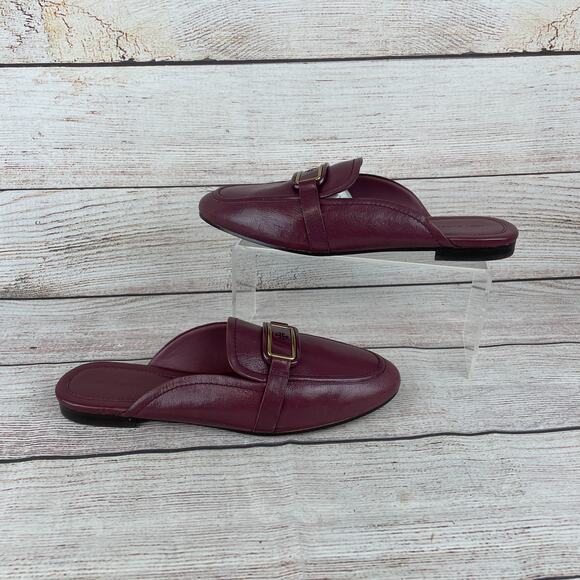 Tory Burch Georgia Womens Sz 11M Mules Eggplant Leather